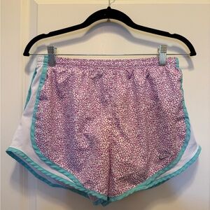 Nike Women's Pink and White Patterned Shorts